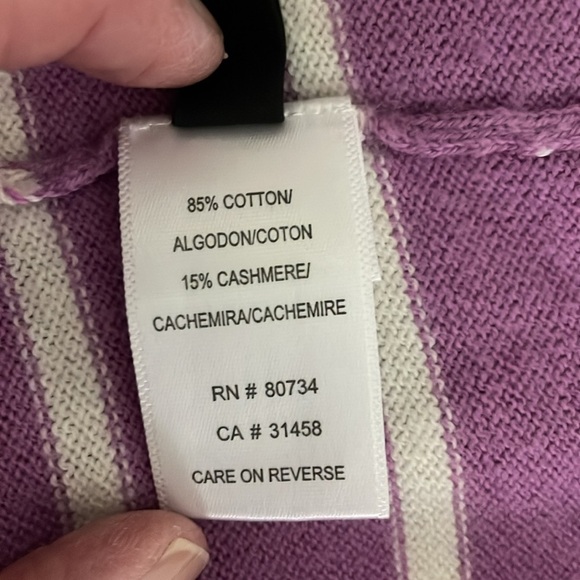 Bcbg Maxazria Cardigan Cotton Cashmere Blend Size XS Purple Ivory Pockets - Picture 7 of 10